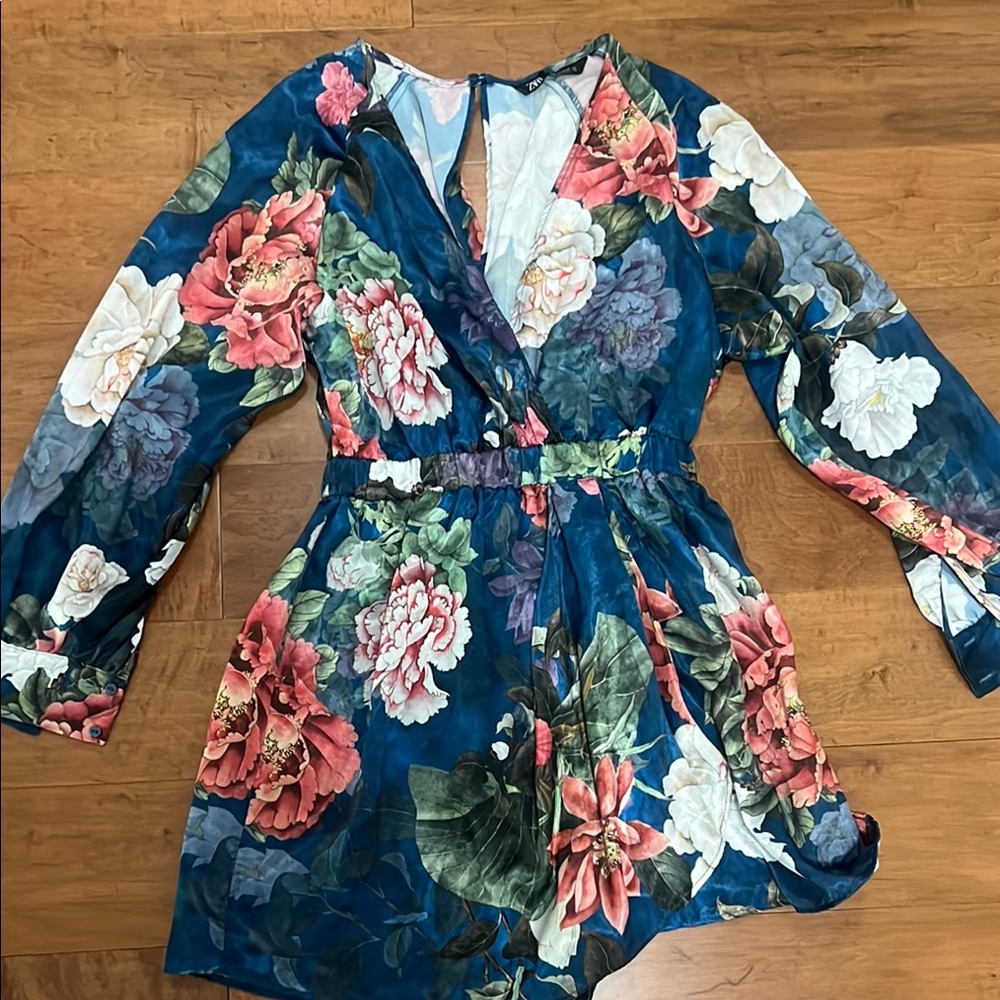 ZARA Floral Long Sleeve Romper